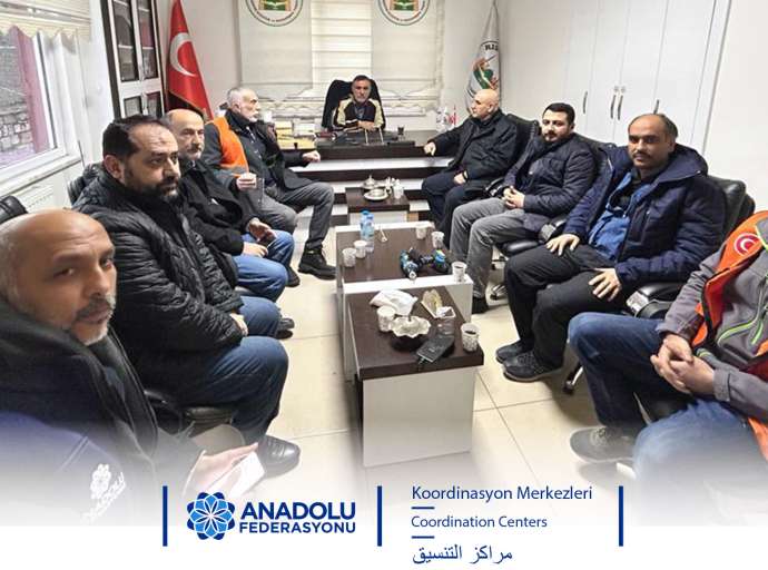 Anadolu Federasyonu Deprem Bölgesi Araştırma ve İnceleme Heyetinden Yardım Koordinasyon Merkezlerine Ziyaret